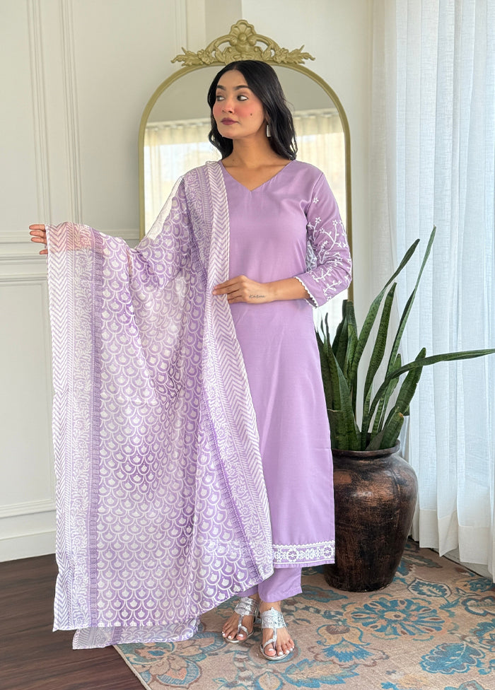 3 Pc Lavender Silk Suit Set