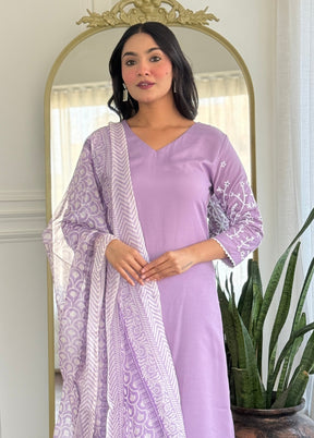 3 Pc Lavender Silk Suit Set