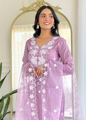 3 Pc Lavender Silk Suit Set