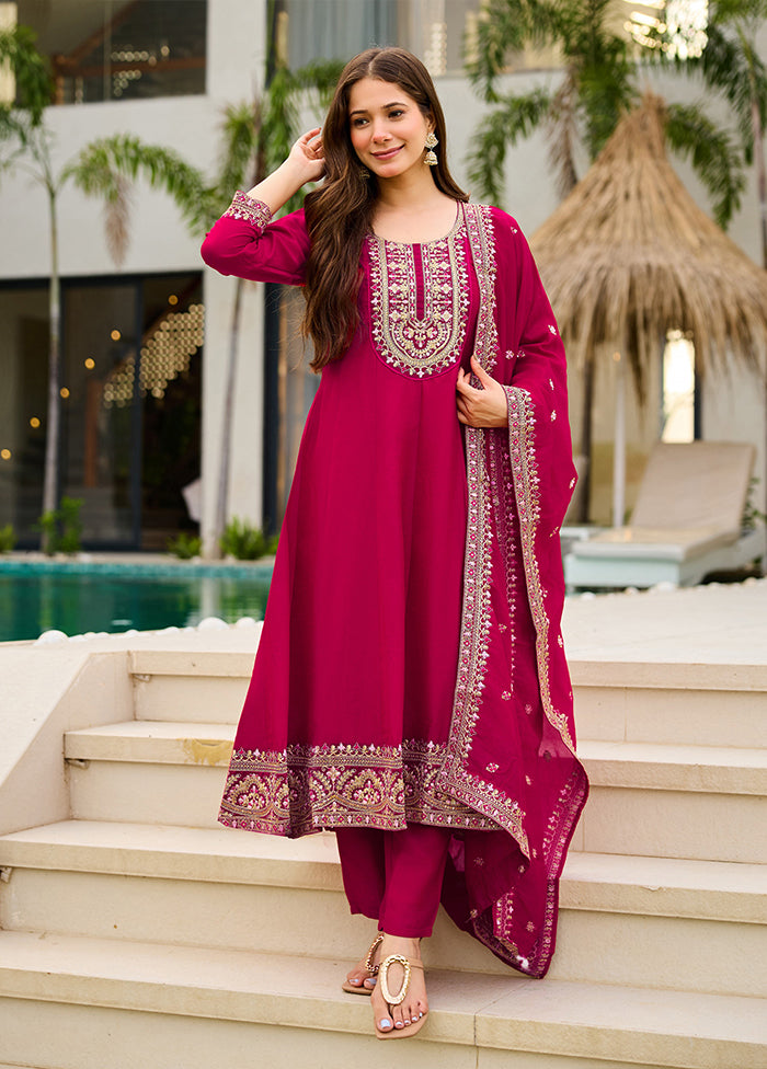 3 Pc Pink Silk Suit Set