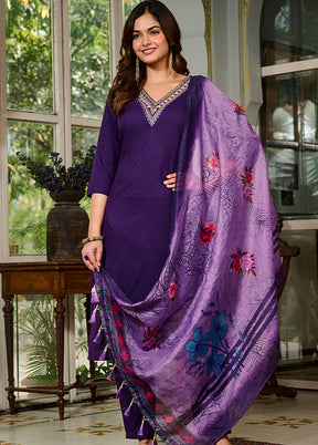 3 Pc Purple Silk Suit Set