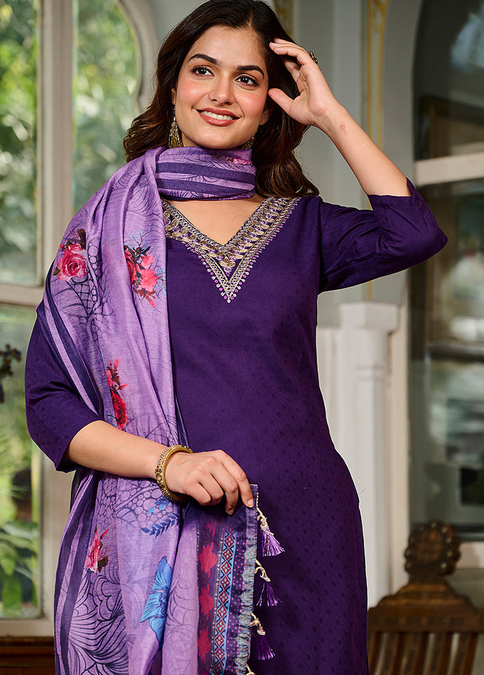 3 Pc Purple Silk Suit Set