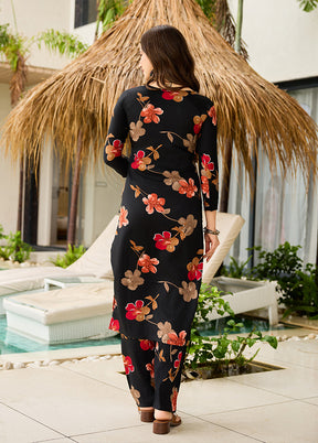 3 Pc Black Silk Suit Set