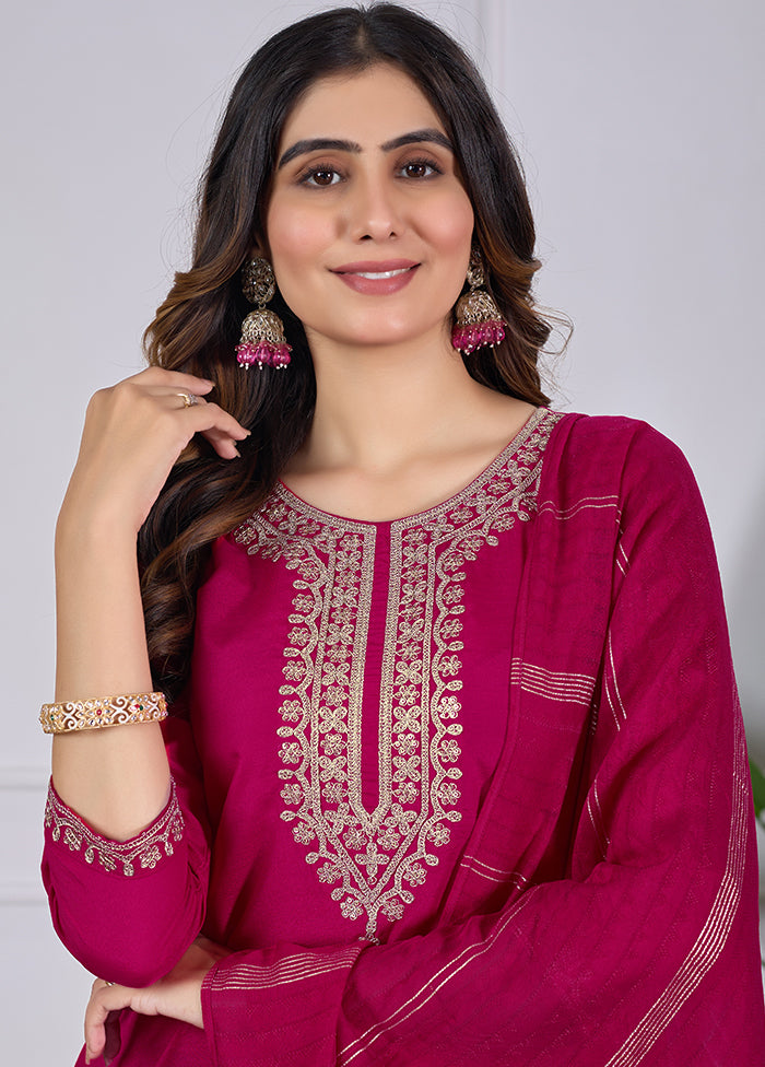 3 Pc Pink Silk Suit Set