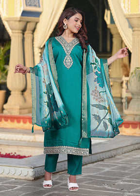 3 Pc Green Silk Suit Set