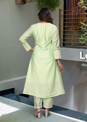 3 Pc Green Silk Suit Set