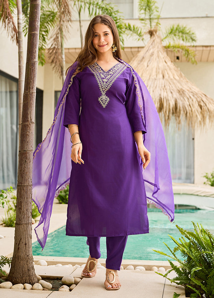 3 Pc Purple Silk Suit Set