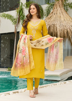 3 Pc Yellow Silk Suit Set