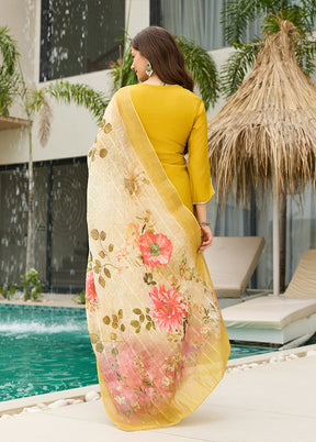 3 Pc Yellow Silk Suit Set