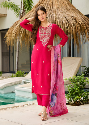3 Pc Pink Silk Suit Set