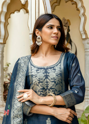 3 Pc Blue Cotton Suit Set