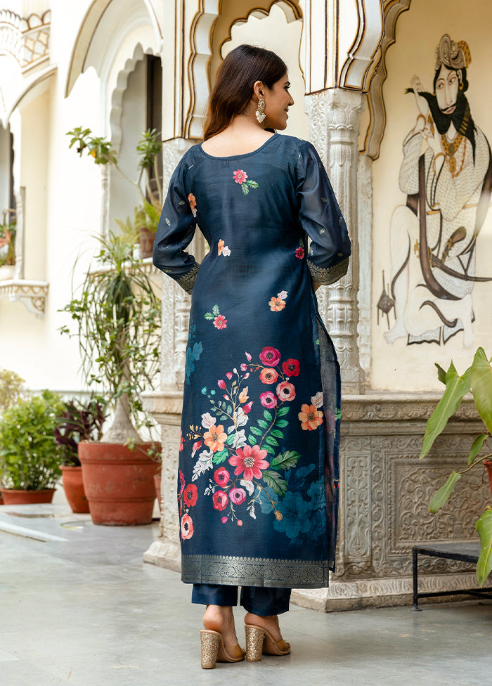 3 Pc Blue Cotton Suit Set