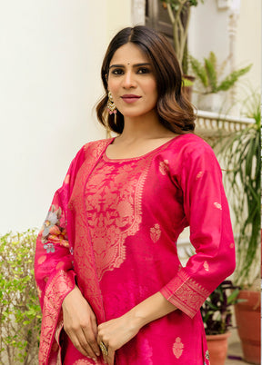 3 Pc Pink Cotton Suit Set