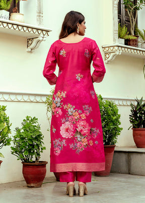 3 Pc Pink Cotton Suit Set