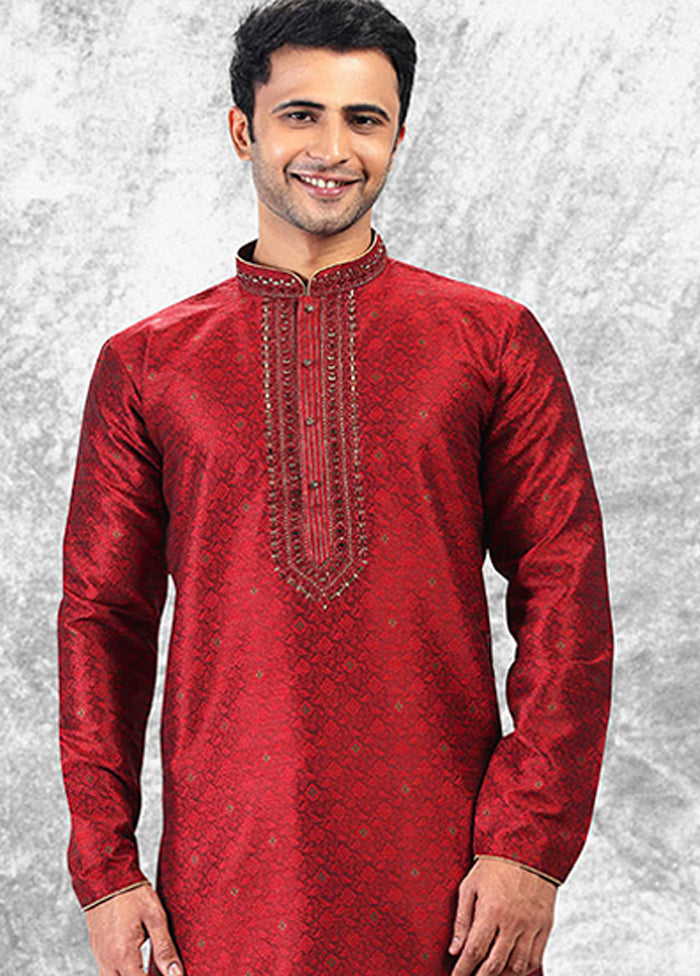 Maroon Silk Kurta & Pajama Set