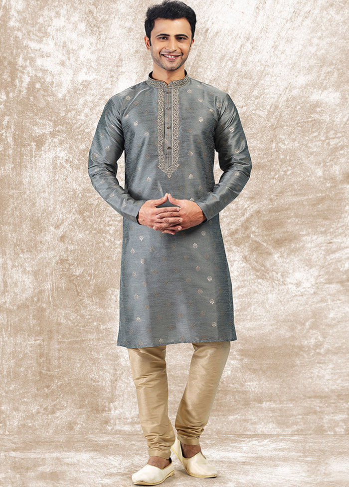 Grey Silk Kurta & Pajama Set