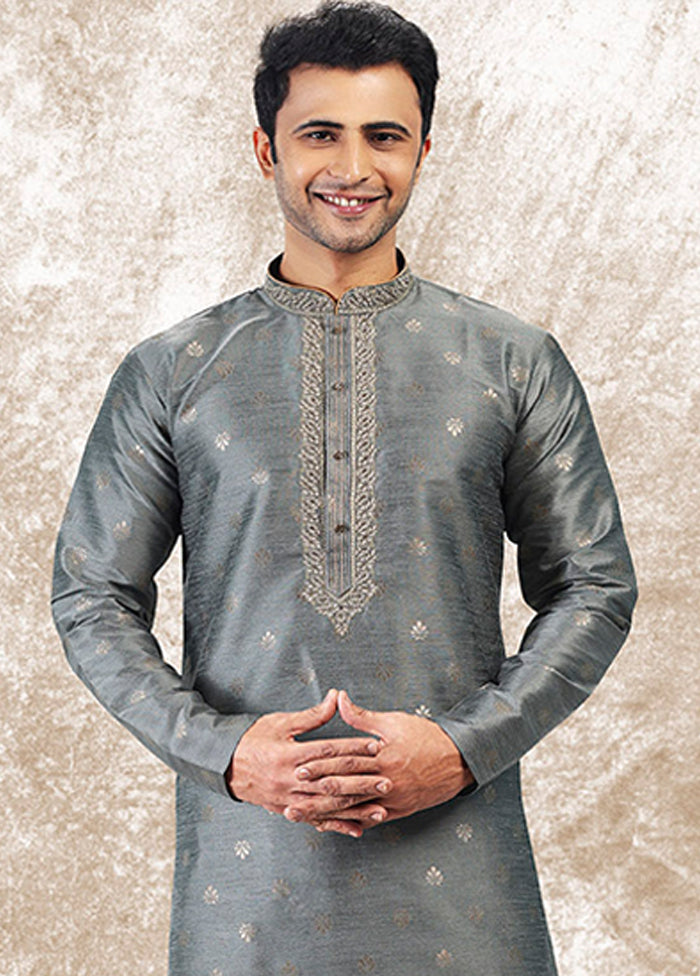 Grey Silk Kurta & Pajama Set