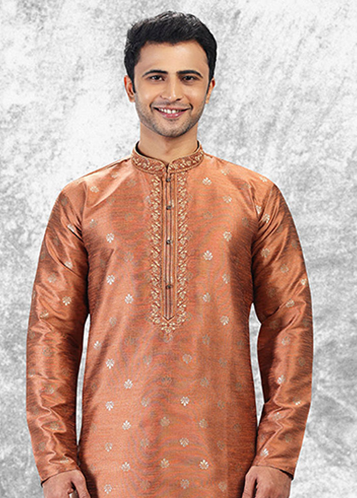 Peach Silk Kurta & Pajama Set