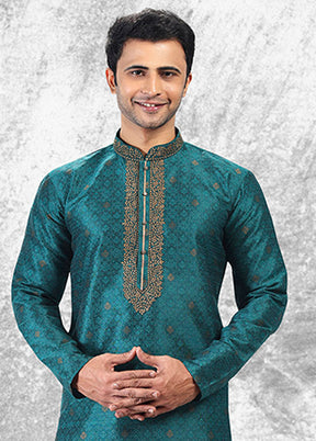 Green Silk Kurta & Pajama Set