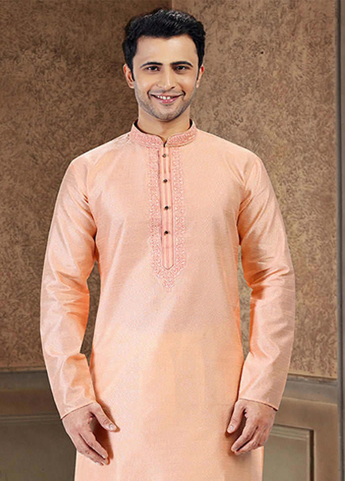 Peach Silk Kurta & Pajama Set