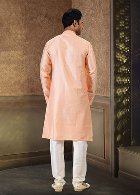 Peach Silk Kurta & Pajama Set