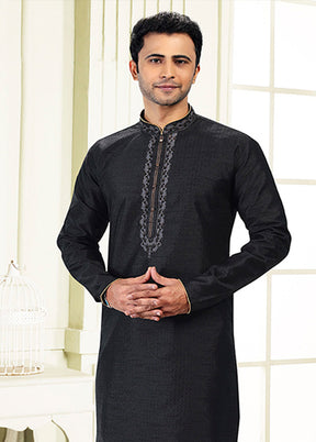 Black Silk Kurta & Pajama Set