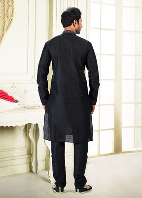 Black Silk Kurta & Pajama Set