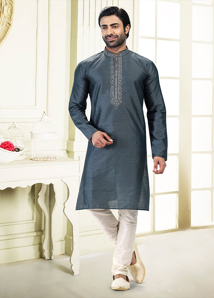 Grey Silk Kurta & Pajama Set