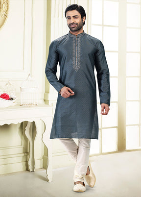 Grey Silk Kurta & Pajama Set