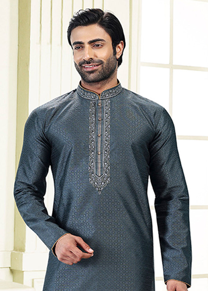 Grey Silk Kurta & Pajama Set