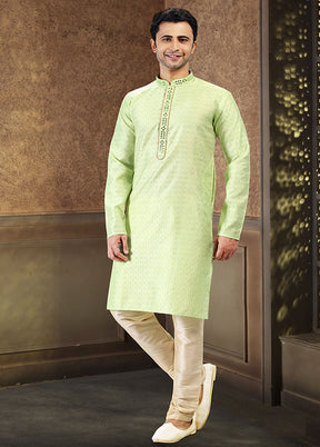 Green Silk Kurta & Pajama Set