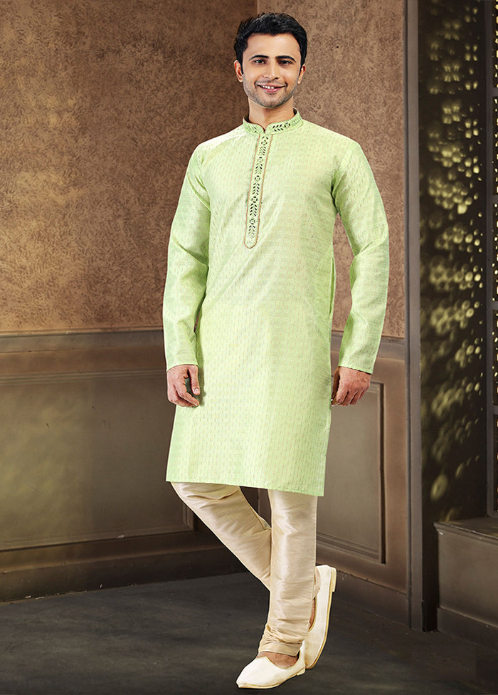 Green Silk Kurta & Pajama Set