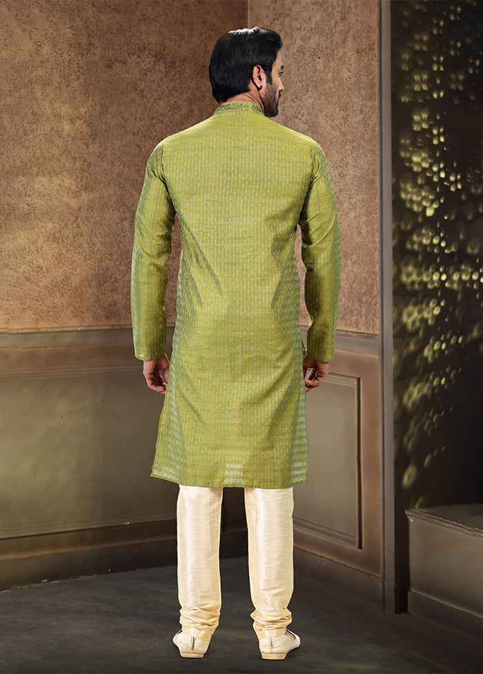 Green Silk Kurta & Pajama Set
