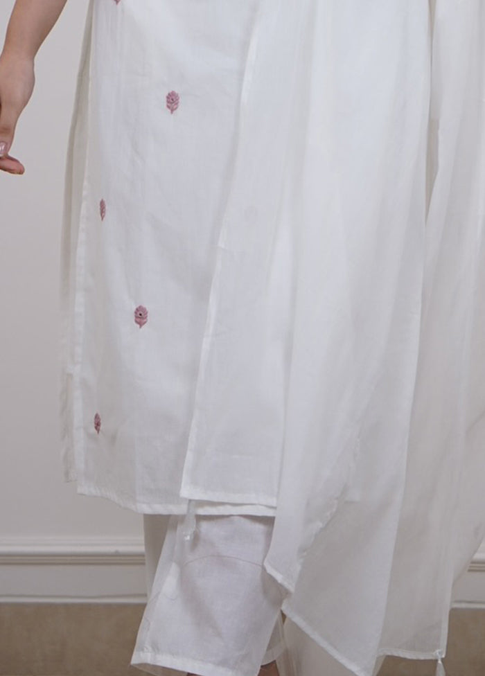 3 Pc White Silk Suit Set