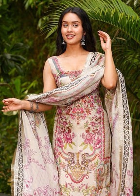 3 Pc Cream Silk Suit Set