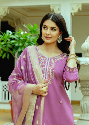 3 Pc Pink Silk Suit Set