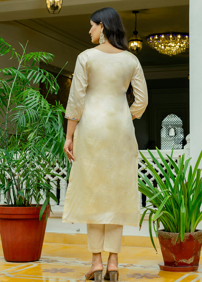 3 Pc Cream Silk Suit Set