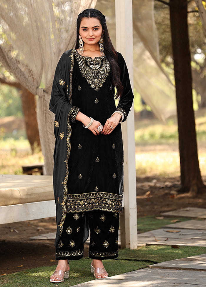 3 Pc Black Silk Suit Set