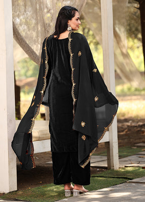 3 Pc Black Silk Suit Set