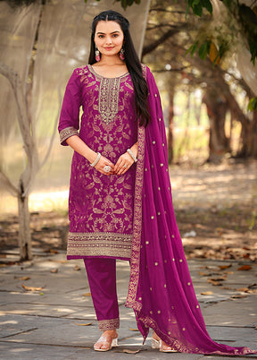 3 Pc Purple Silk Suit Set