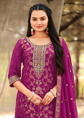 3 Pc Purple Silk Suit Set
