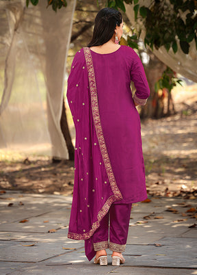3 Pc Purple Silk Suit Set