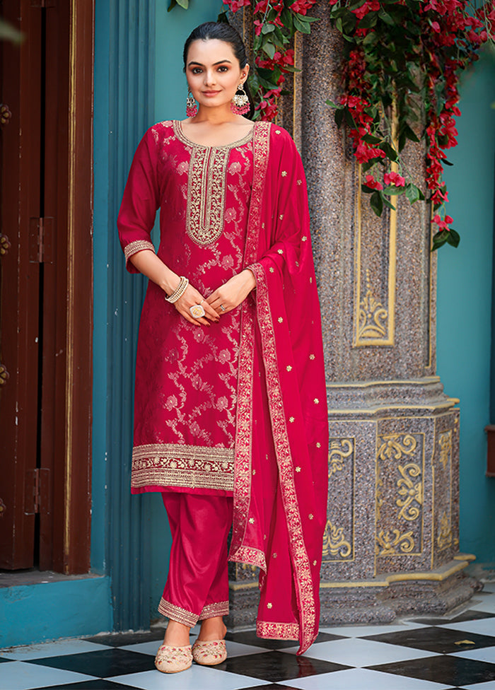 3 Pc Pink Silk Suit Set