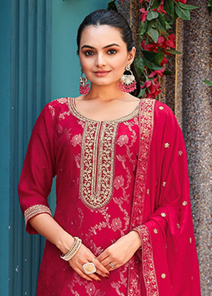 3 Pc Pink Silk Suit Set