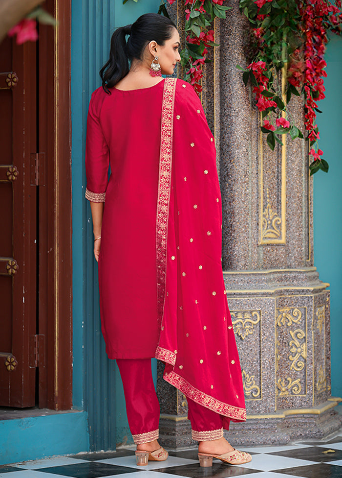 3 Pc Pink Silk Suit Set