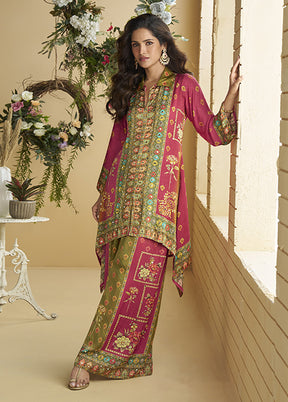 2 Pc Pink Silk Kurti Set