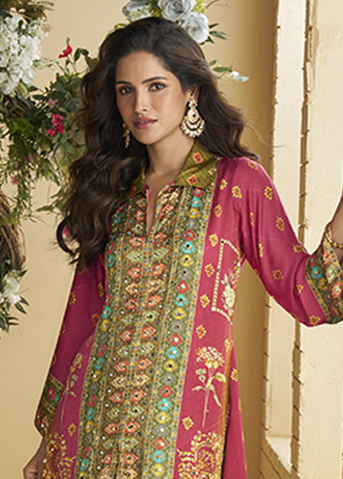 2 Pc Pink Silk Kurti Set