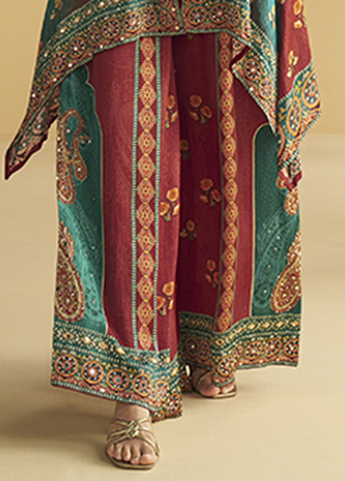 2 Pc Maroon Silk Kurti Set