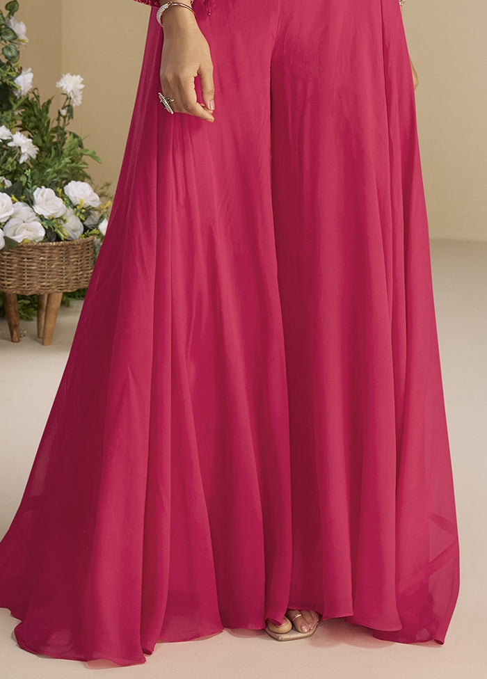 2 Pc Pink Silk Kurti Set With Jacket