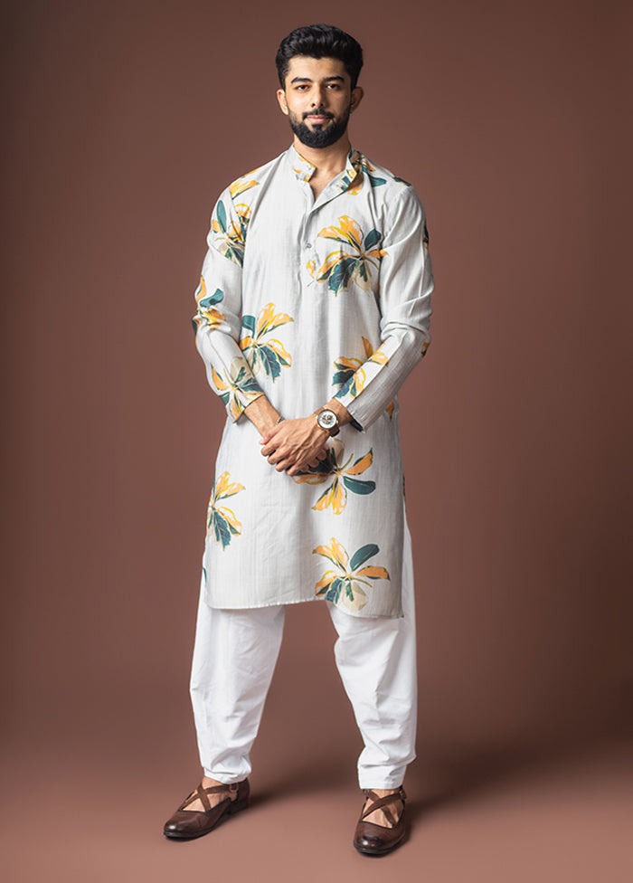 Grey Viscose Kurta & Pajama Set
